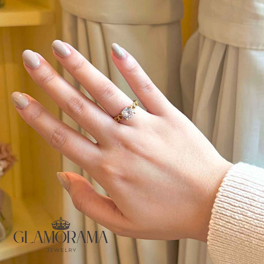 Emily engagement ring in 18K Gold-PVD over stainless steel, includes free name engraving – Glamorama Jewelry PH