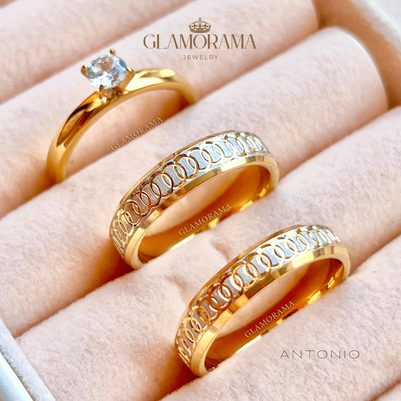 Antonio Gold-Plated 18K Gold-PVD Over Stainless Steel Wedding Band