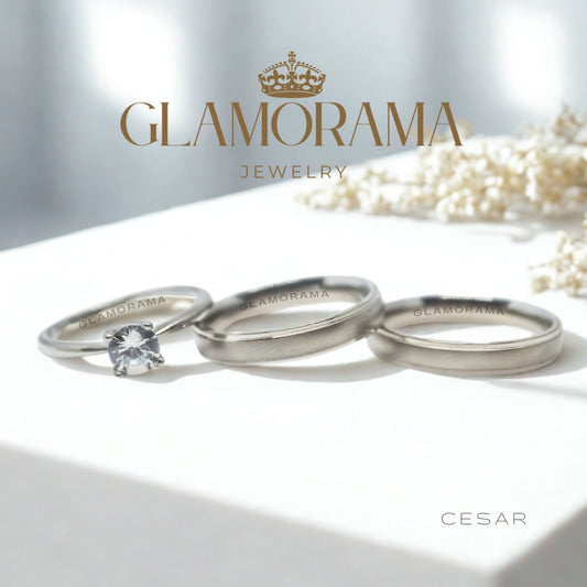 Cesar 3-in-1 wedding ring set featuring 18K Gold-PVD over stainless steel and free engraving – Glamorama Jewelry PH