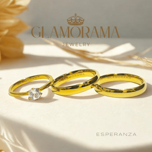 Esperanza 3-in-1 18K Gold-PVD wedding ring set with free engraving – Glamorama Jewelry Philippines
