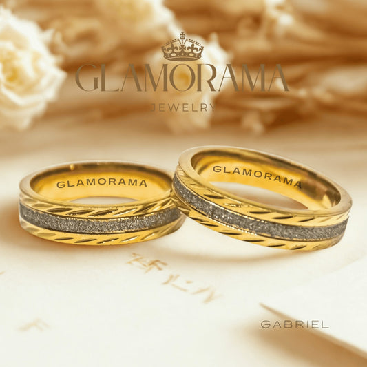 Gabriel 3-in-1 wedding ring set featuring 18K Gold-PVD over stainless steel and free engraving – Glamorama Jewelry PH