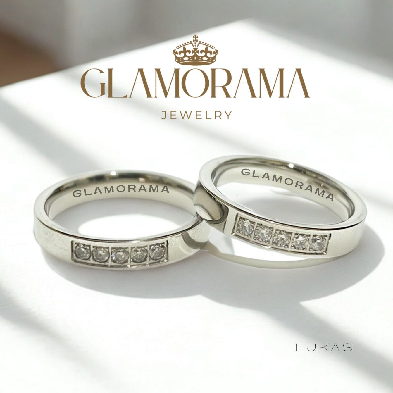 Lukas 3-in-1 wedding ring set crafted with 18K Gold-PVD over stainless steel, offering free engraving – Glamorama Jewelry PH