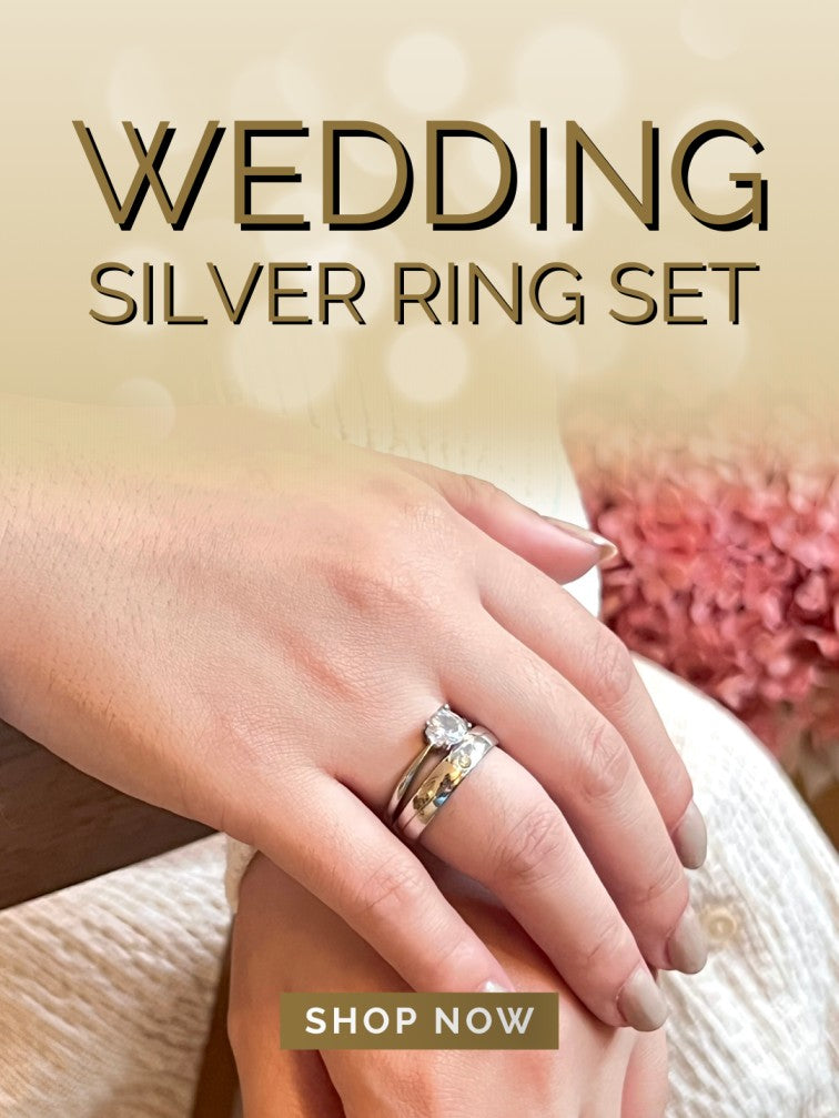 Wedding Silver Ring Set