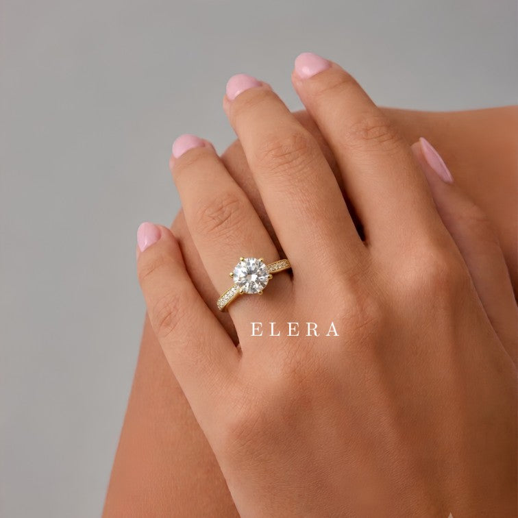Elera 2CT Moissanite Engagement Ring – 18K Gold Plated