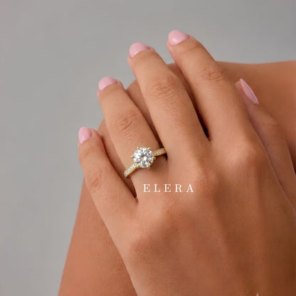 Elera 2CT Moissanite Engagement Ring – 18K Gold Plated