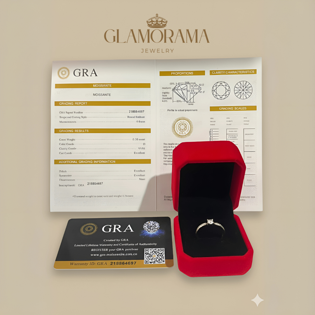 GRA Certified Moissanite Engagement Ring for Women