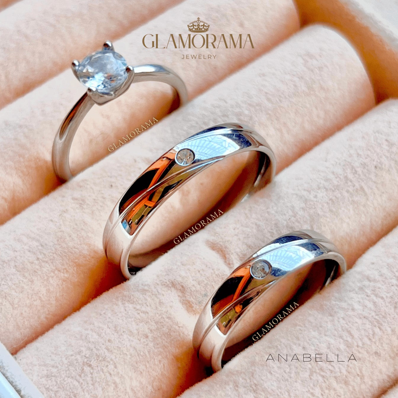 Anabella 3-in-1 18K Gold-PVD wedding ring set with free engraving – Glamorama Jewelry Philippines