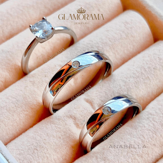 Anabella 3-in-1 18K Gold-PVD wedding ring set with free engraving – Glamorama Jewelry Philippines