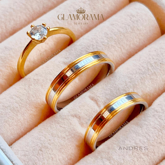 Andres 3-in-1 18K Gold-PVD wedding ring set with free engraving – Glamorama Jewelry Philippines