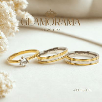 Andres 3-in-1 18K Gold-PVD wedding ring set with free engraving – Glamorama Jewelry Philippines