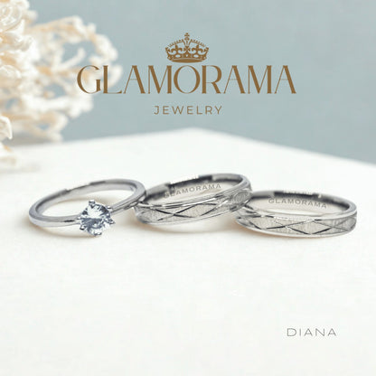 Diana 3-in-1 wedding ring set crafted with 18K Gold-PVD over stainless steel, offering free engraving – Glamorama Jewelry PH
