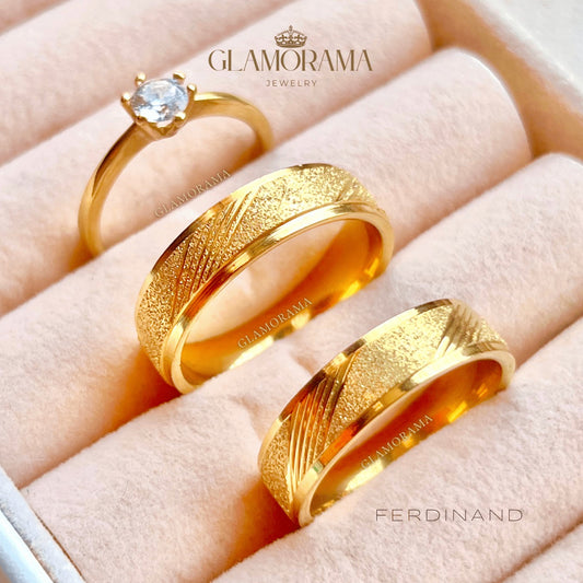 Ferdinand 3-in-1 18K Gold-PVD wedding ring set with free engraving – Glamorama Jewelry Philippines
