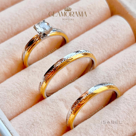 Isabel 3-in-1 18K Gold-PVD wedding ring set with free engraving – Glamorama Jewelry Philippines