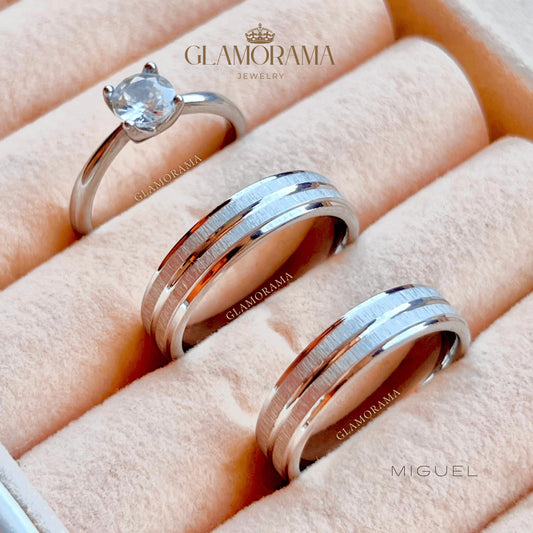 Miguel 3-in-1 18K Gold-PVD wedding ring set with free engraving – Glamorama Jewelry Philippines