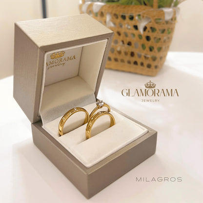 Milagros 3-in-1 wedding ring set featuring 18K Gold-PVD over stainless steel and free engraving – Glamorama Jewelry PH