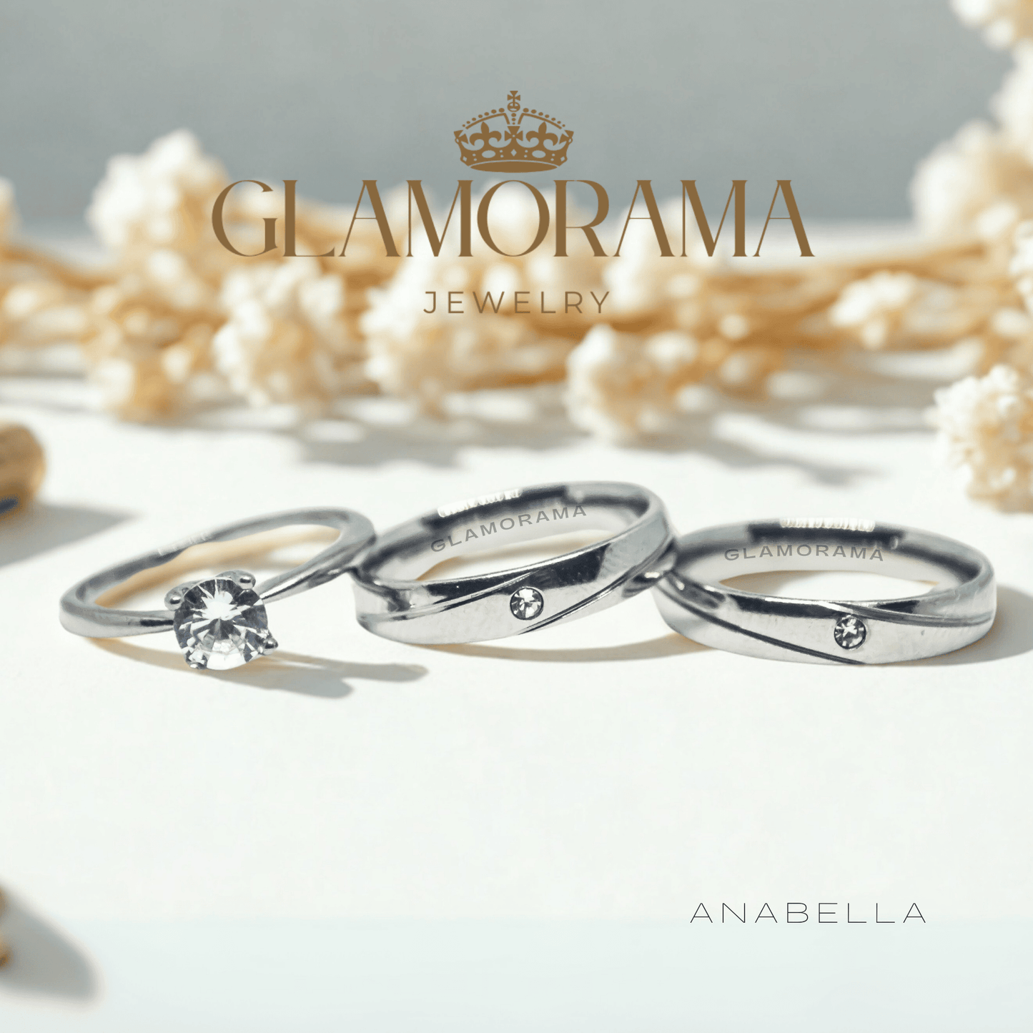 Anabella 3-in-1 18K Gold-PVD wedding ring set with free engraving – Glamorama Jewelry Philippines