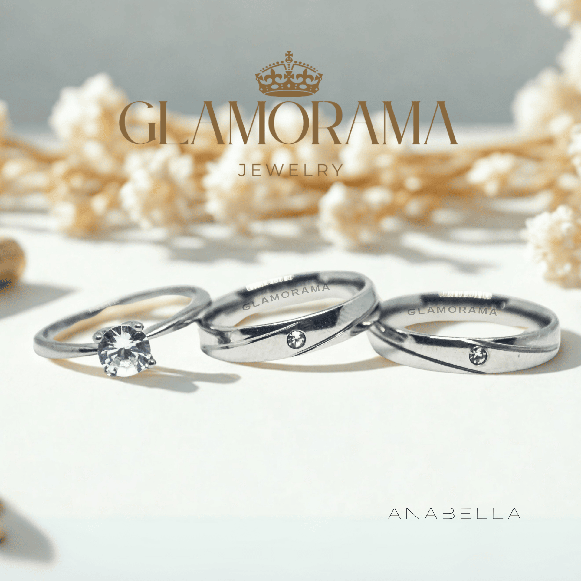 Anabella 3-in-1 18K Gold-PVD wedding ring set with free engraving – Glamorama Jewelry Philippines