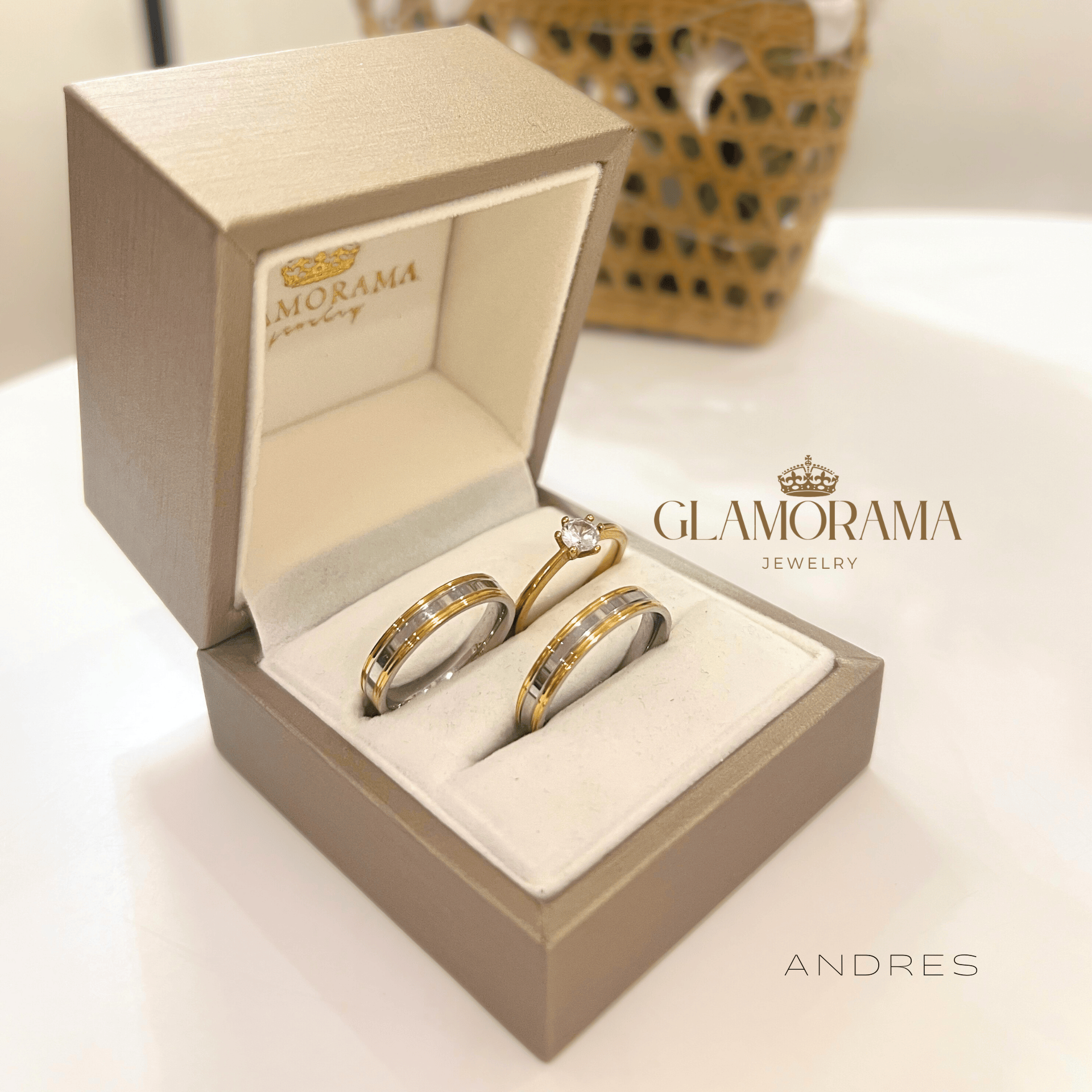 Andres 3-in-1 18K Gold-PVD wedding ring set with free engraving – Glamorama Jewelry Philippines