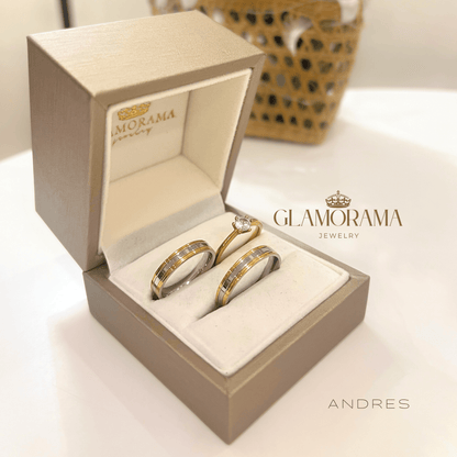 Andres 3-in-1 18K Gold-PVD wedding ring set with free engraving – Glamorama Jewelry Philippines