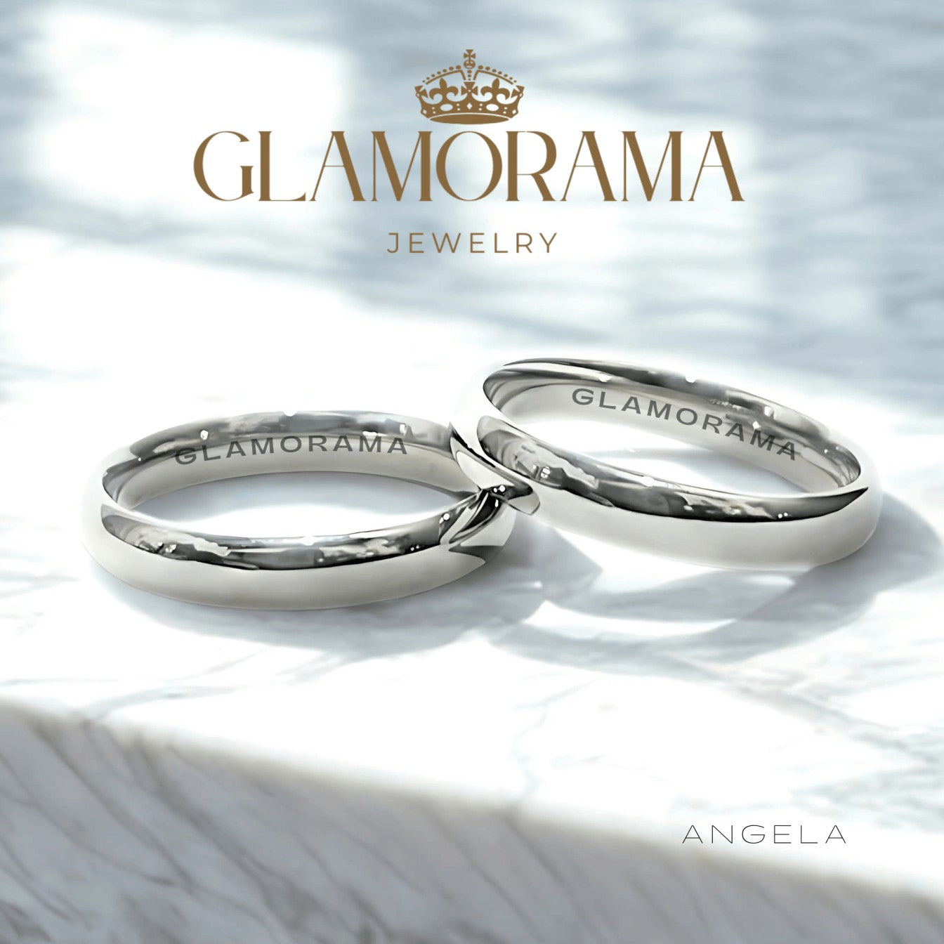 Angela 3-in-1 wedding ring set with 18K Gold-PVD over stainless steel, includes free engraving – Glamorama Jewelry PH