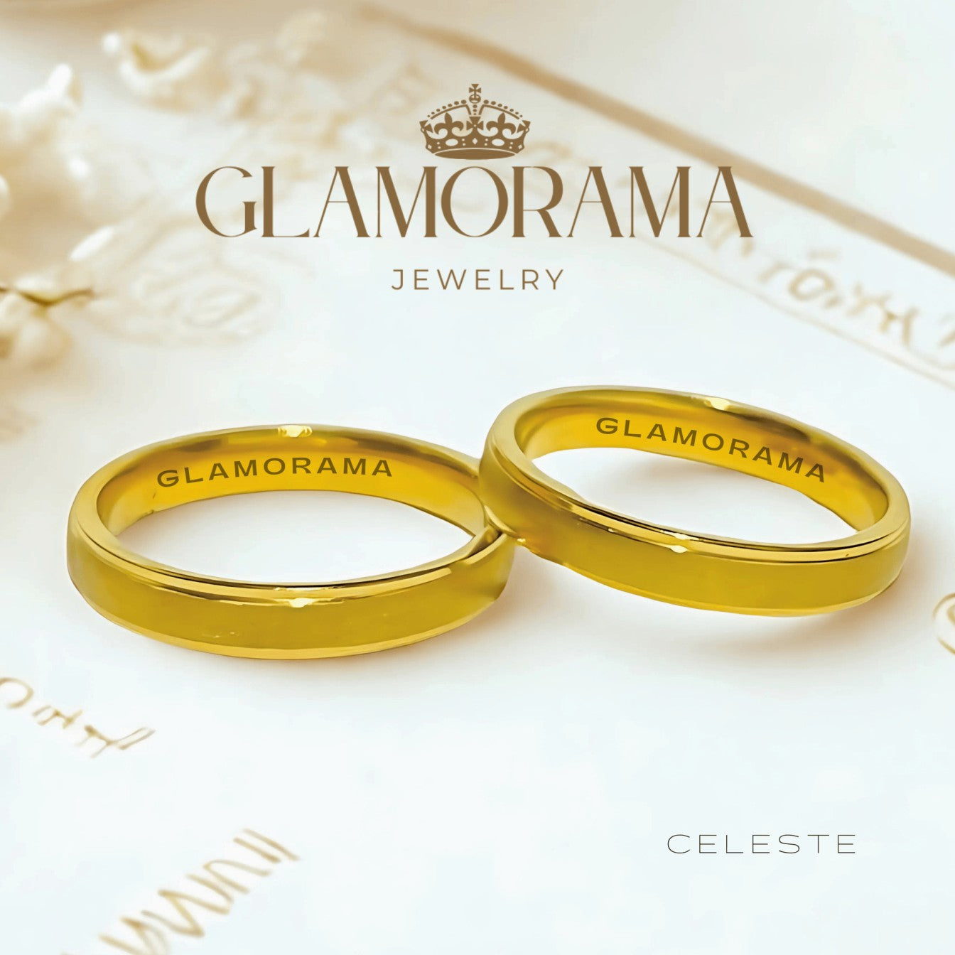 Celeste 3-in-1 wedding ring set in 18K Gold-PVD over stainless steel, with complimentary name engraving – Glamorama Jewelry PH