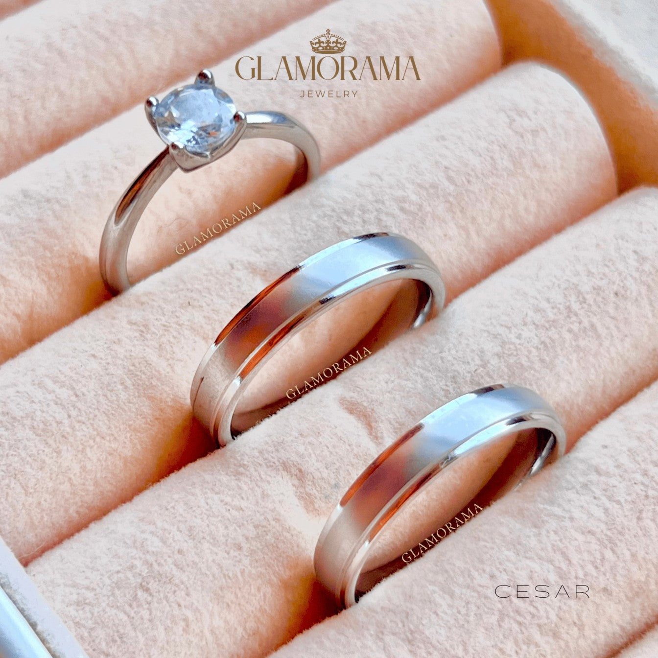 Cesar 3-in-1 wedding ring set featuring 18K Gold-PVD over stainless steel and free engraving – Glamorama Jewelry PH
