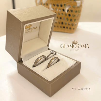 Clarita 3-in-1 wedding ring set in 18K Gold-PVD over stainless steel, includes free name engraving – Glamorama Jewelry PH