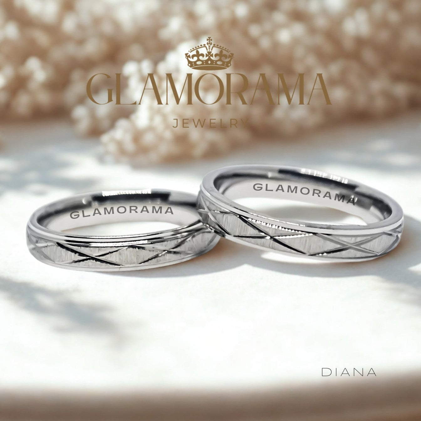 Diana 3-in-1 wedding ring set crafted with 18K Gold-PVD over stainless steel, offering free engraving – Glamorama Jewelry PH