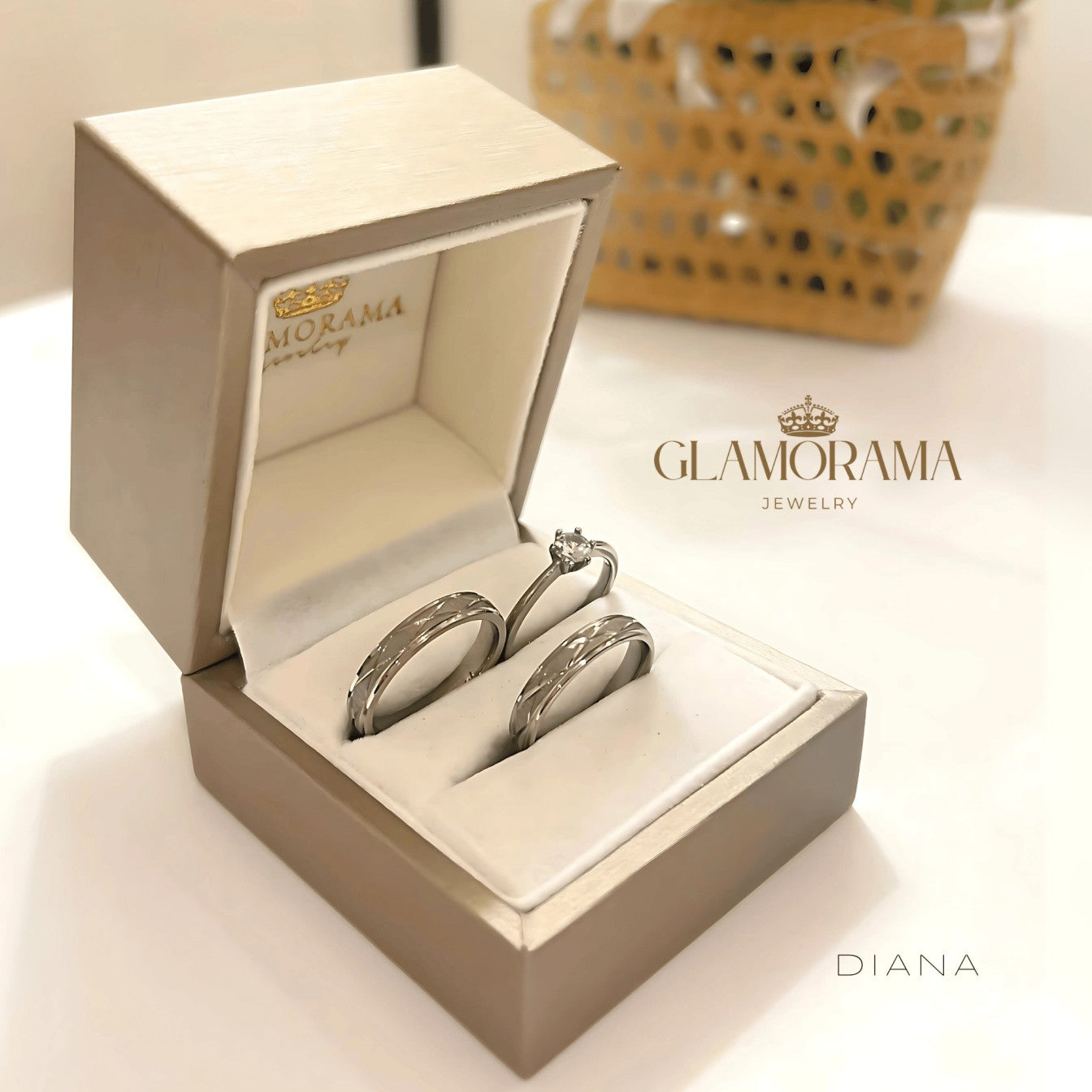 Diana 3-in-1 wedding ring set crafted with 18K Gold-PVD over stainless steel, offering free engraving – Glamorama Jewelry PH
