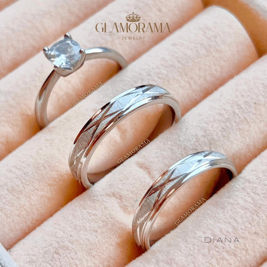 Diana 3-in-1 wedding ring set crafted with 18K Gold-PVD over stainless steel, offering free engraving – Glamorama Jewelry PH