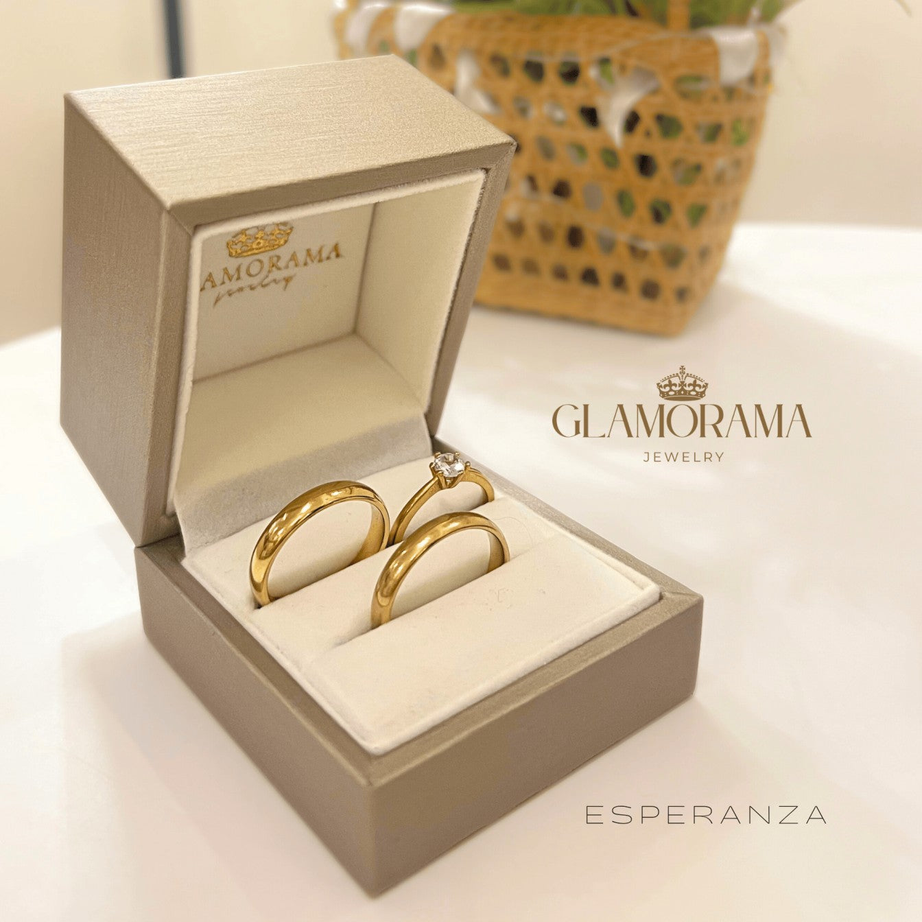 Esperanza 3-in-1 18K Gold-PVD wedding ring set with free engraving – Glamorama Jewelry Philippines