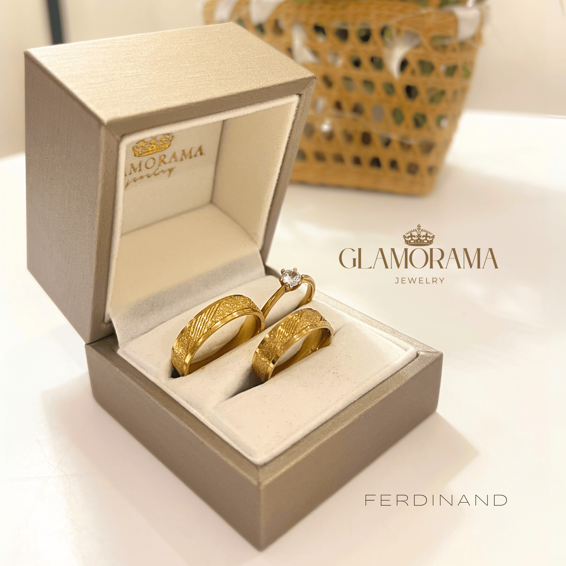 Ferdinand 3-in-1 18K Gold-PVD wedding ring set with free engraving – Glamorama Jewelry Philippines