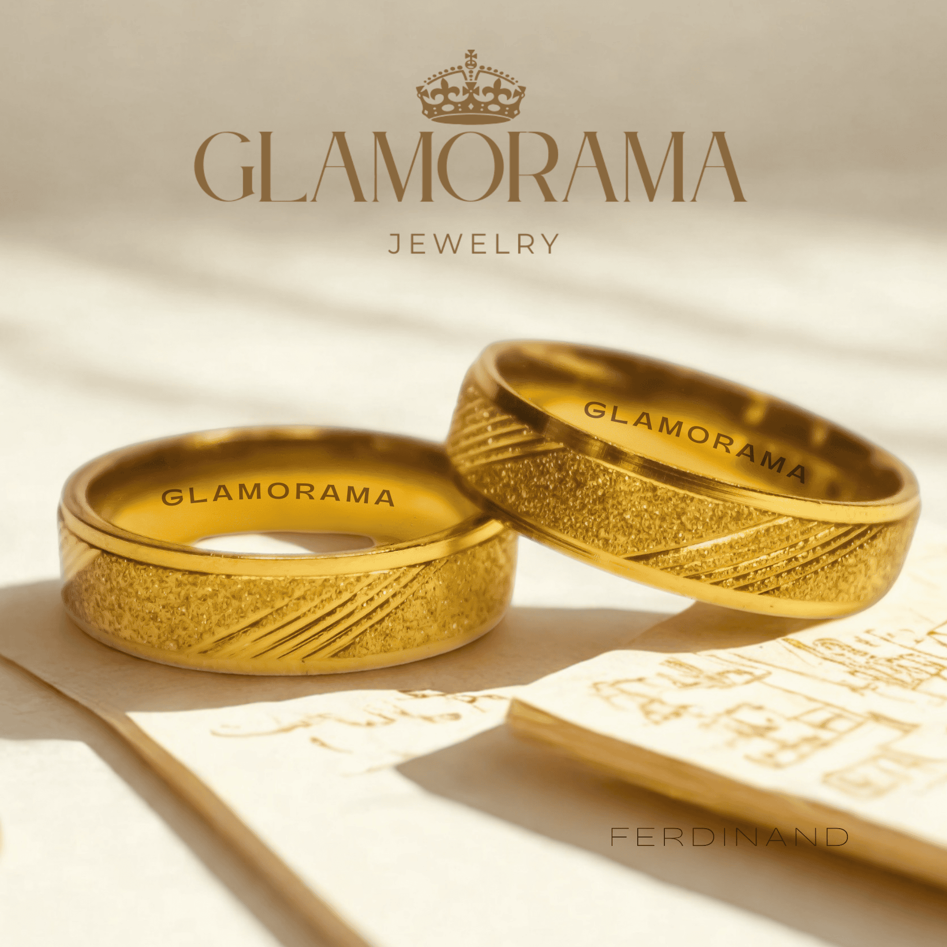 Ferdinand 3-in-1 18K Gold-PVD wedding ring set with free engraving – Glamorama Jewelry Philippines