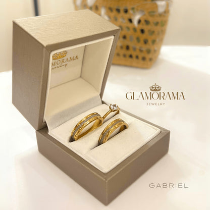 Gabriel 3-in-1 wedding ring set featuring 18K Gold-PVD over stainless steel and free engraving – Glamorama Jewelry PH
