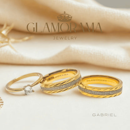 Gabriel 3-in-1 wedding ring set featuring 18K Gold-PVD over stainless steel and free engraving – Glamorama Jewelry PH