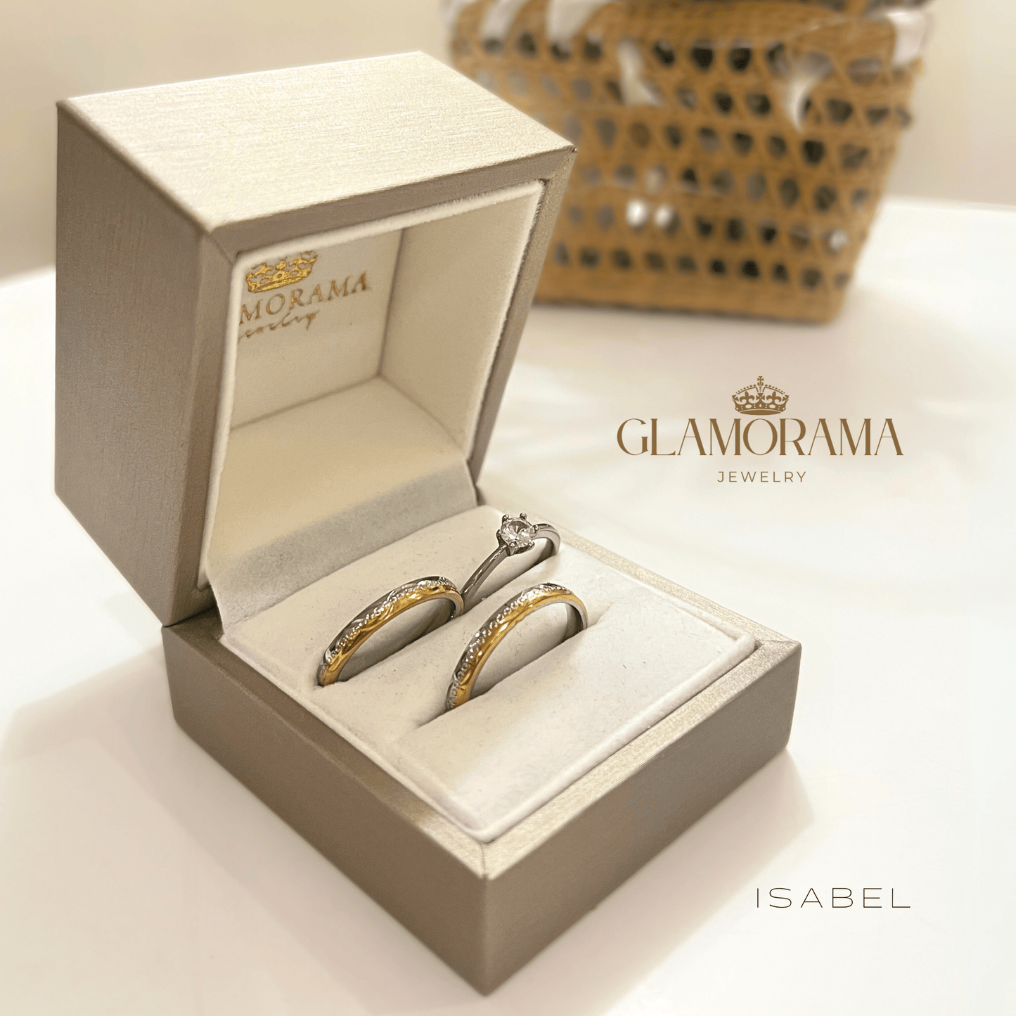 Isabel 3-in-1 18K Gold-PVD wedding ring set with free engraving – Glamorama Jewelry Philippines