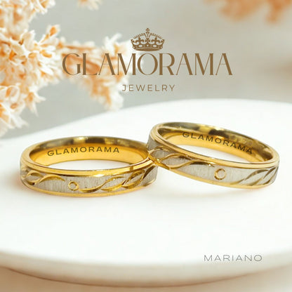 Mariano 3-in-1 wedding ring set in 18K Gold-PVD over stainless steel, with complimentary name engraving – Glamorama Jewelry PH