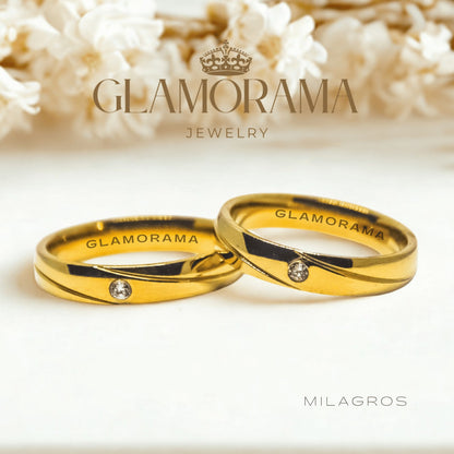 Milagros 3-in-1 wedding ring set featuring 18K Gold-PVD over stainless steel and free engraving – Glamorama Jewelry PH