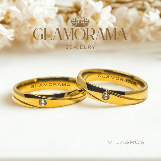 Milagros 3-in-1 wedding ring set featuring 18K Gold-PVD over stainless steel and free engraving – Glamorama Jewelry PH