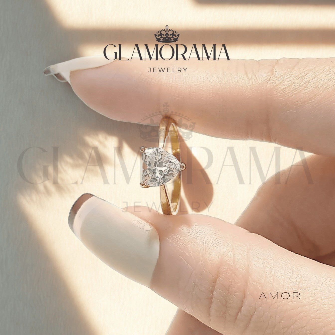 Amor engagement ring in 18K Gold-PVD over stainless steel, includes free name engraving – Glamorama Jewelry PH