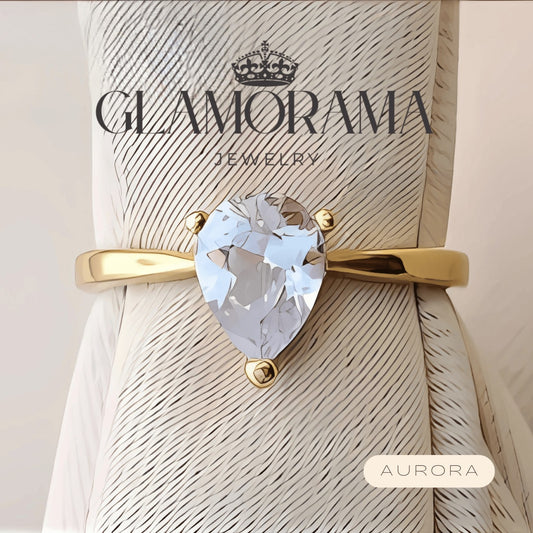 Aurora engagement ring in 18K Gold-PVD over stainless steel, includes free name engraving – Glamorama Jewelry PH