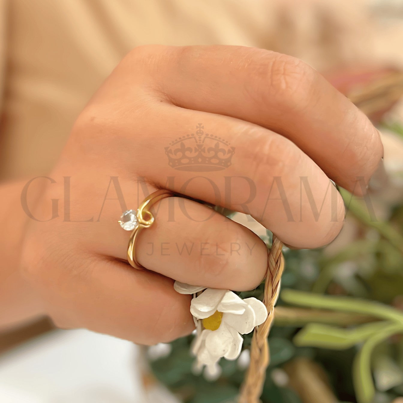 Camilla engagement ring in 18K Gold-PVD over stainless steel, includes free name engraving – Glamorama Jewelry PH