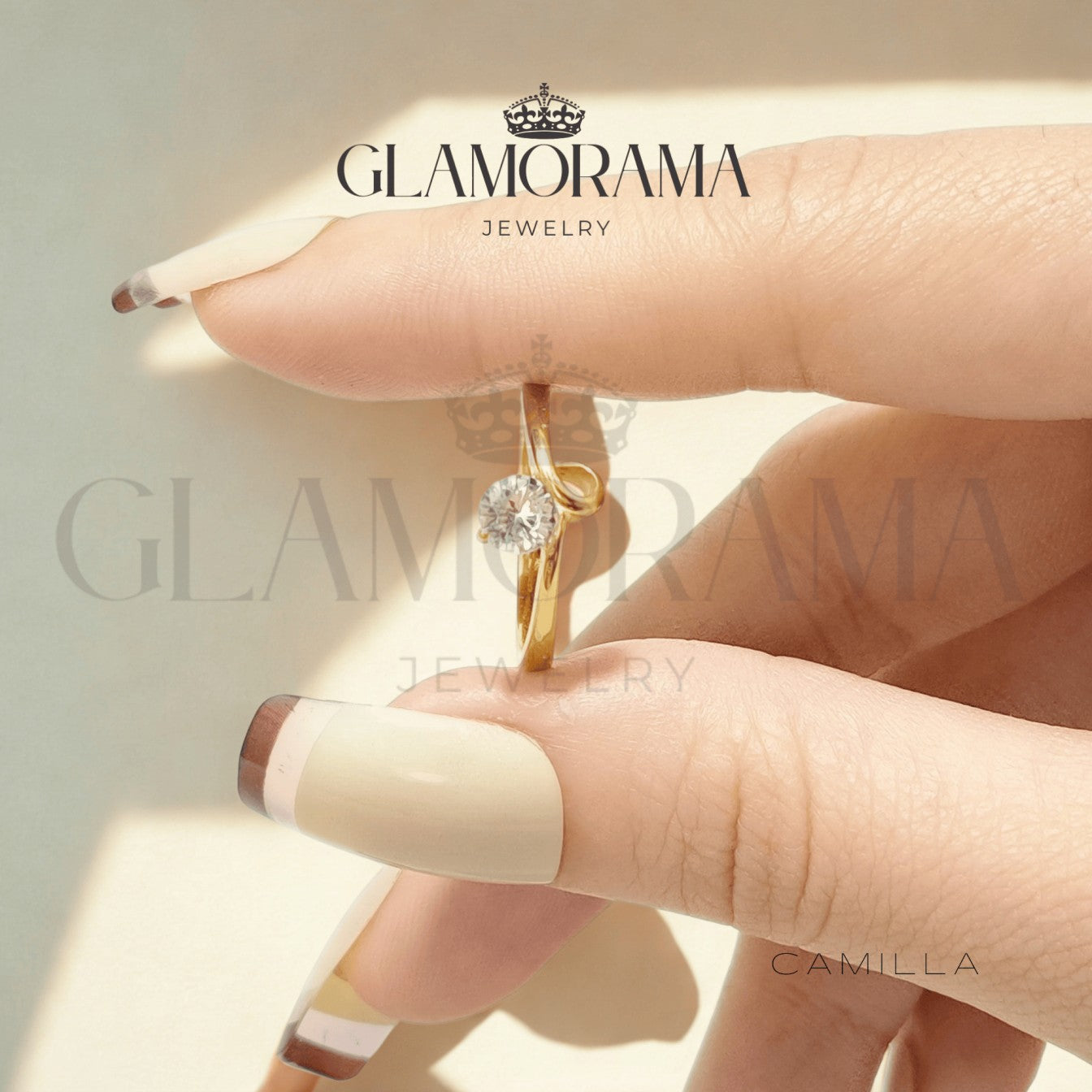 Camilla engagement ring in 18K Gold-PVD over stainless steel, includes free name engraving – Glamorama Jewelry PH