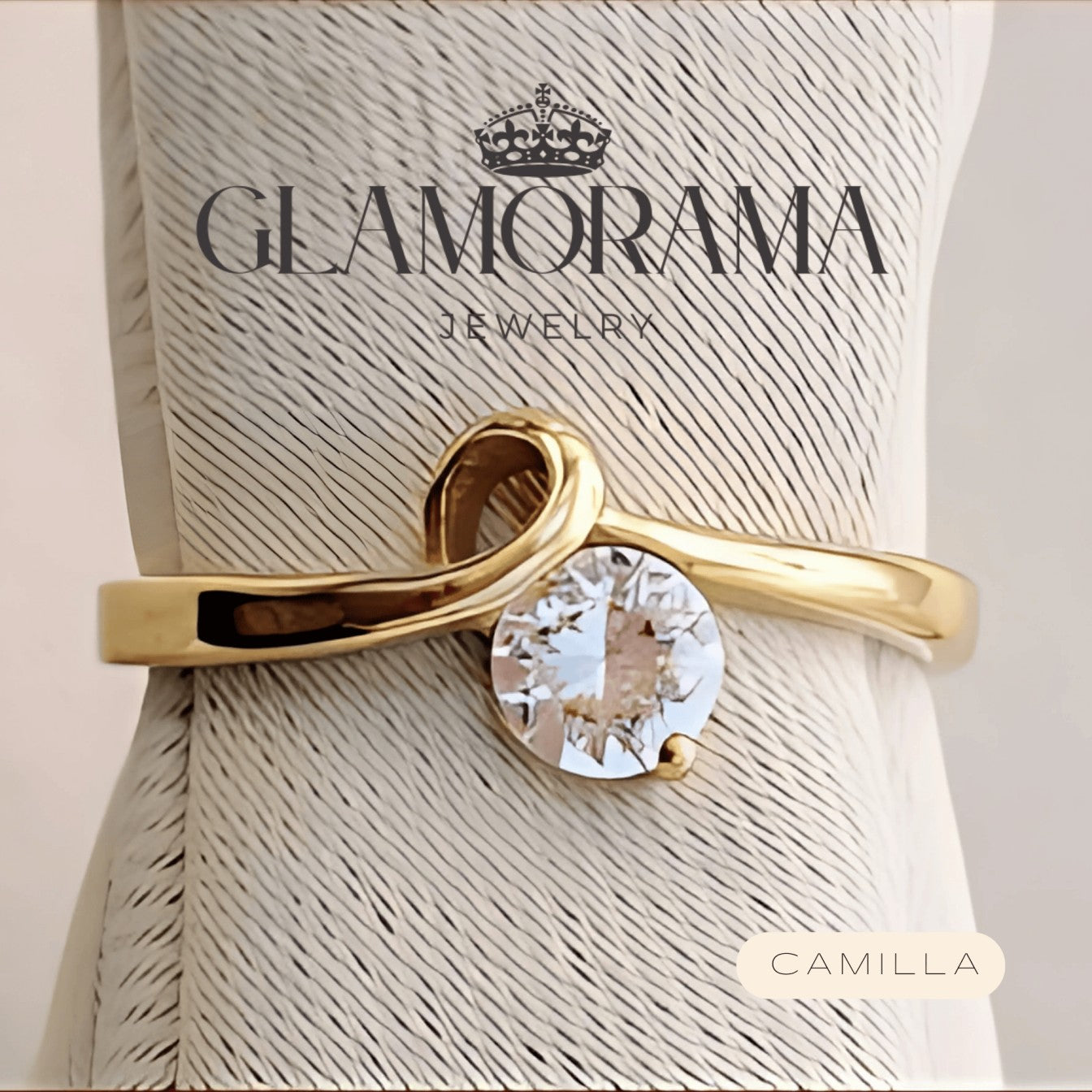 Camilla engagement ring in 18K Gold-PVD over stainless steel, includes free name engraving – Glamorama Jewelry PH