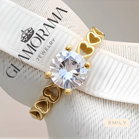 Emily engagement ring in 18K Gold-PVD over stainless steel, includes free name engraving – Glamorama Jewelry PH