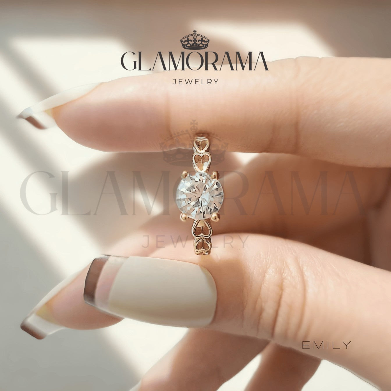 Emily engagement ring in 18K Gold-PVD over stainless steel, includes free name engraving – Glamorama Jewelry PH