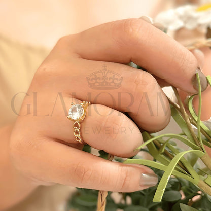 Emily engagement ring in 18K Gold-PVD over stainless steel, includes free name engraving – Glamorama Jewelry PH