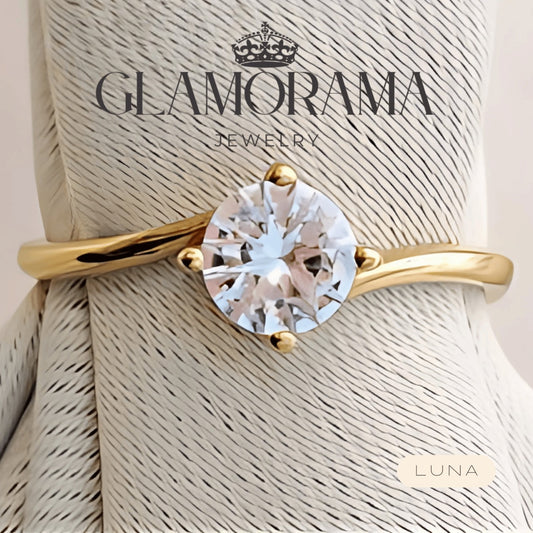Luna engagement ring in 18K Gold-PVD over stainless steel, includes free name engraving – Glamorama Jewelry PH