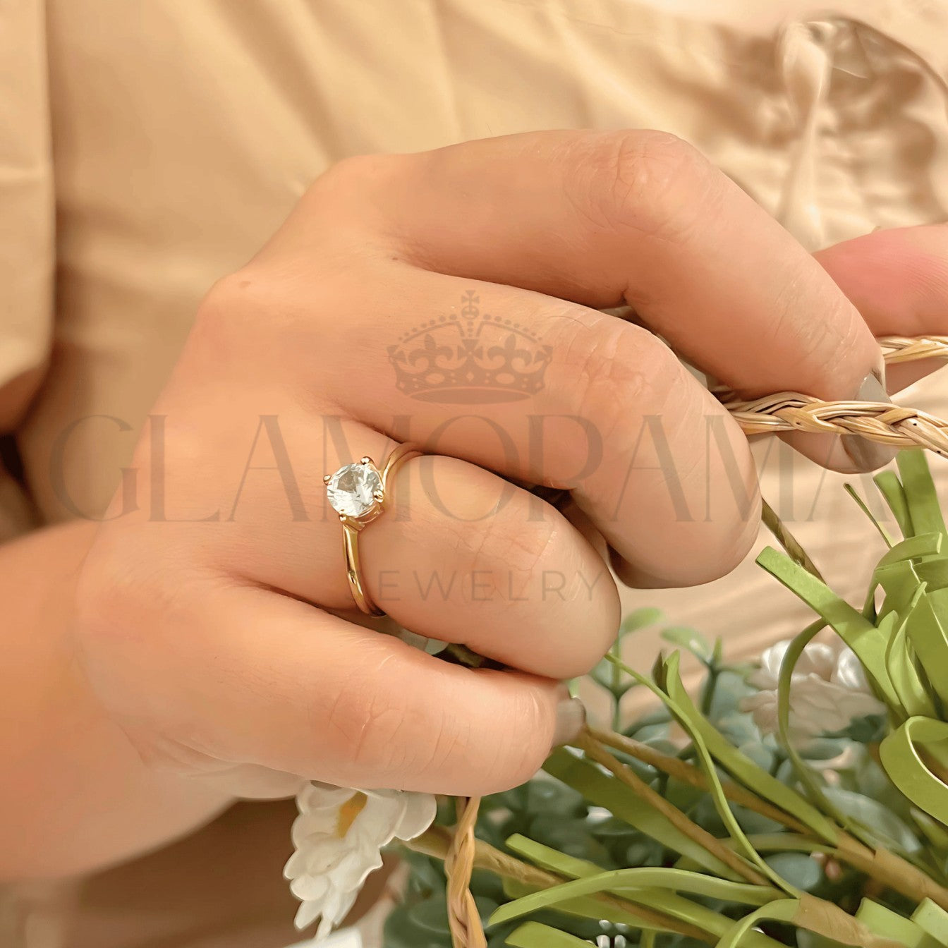 Luna engagement ring in 18K Gold-PVD over stainless steel, includes free name engraving – Glamorama Jewelry PH
