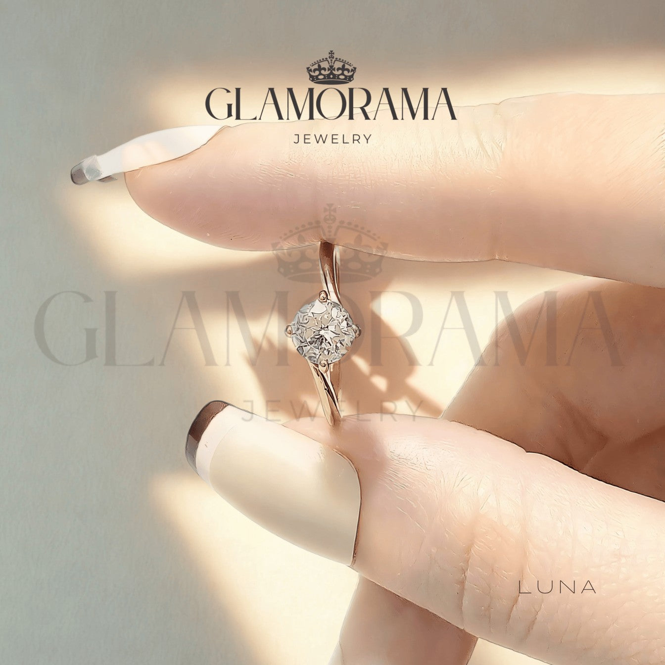 Luna engagement ring in 18K Gold-PVD over stainless steel, includes free name engraving – Glamorama Jewelry PH